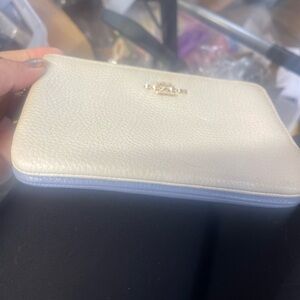 Coach Cream and Baby Blue Leather Clutch Wristlet
